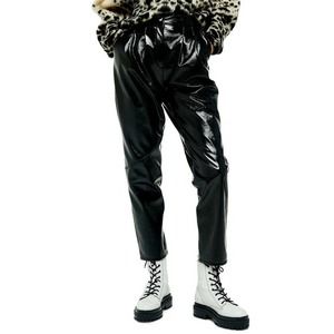 TOPSHOP Vinyl Peg Trousers Black